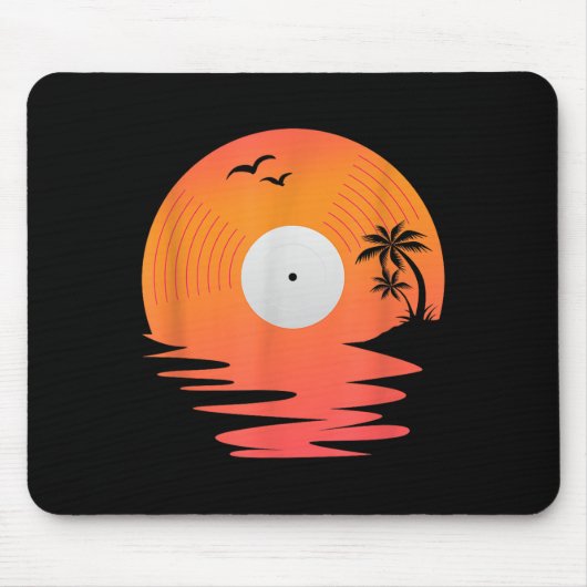 Vinyl Record Retro Disk Sea Beach Turntable Design Mousepad (Vorne)