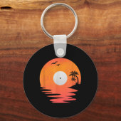 Vinyl Record Retro Disk Sea Beach Turntable Design Schlüsselanhänger (Vorderseite)