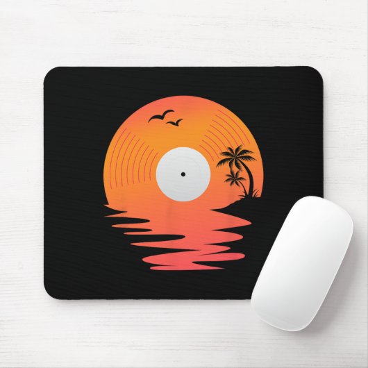 Vinyl Record Retro Disk Sea Beach Turntables Desig Mousepad (Mit Mouse)