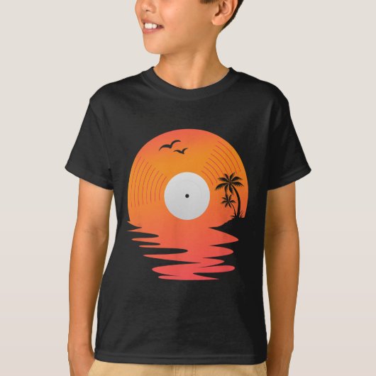 Vinyl Record Retro Disk Sea Beach Turntables Desig T-Shirt (Vorderseite)
