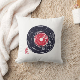 Vinyl Record Retro Grunge mit Sakura Blüten Kissen