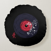 Vinyl Record Retro Grunge mit Sakura Blüten