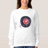 Vinyl Record Retro Grunge mit Sakura Blüten Sweatshirt (Vorderseite)