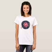 Vinyl Record Retro Grunge mit Sakura Blüten T-Shirt (Vorne ganz)