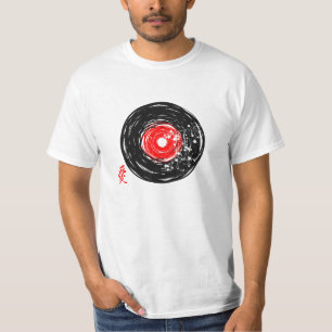 Vinyl Record Retro Grunge mit Sakura Blüten T-Shirt