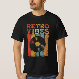 Vinyl Record "Retro Vibes" Distressed Style T-Shir T-Shirt