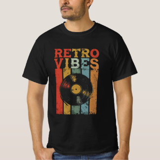 Vinyl Record "Retro Vibes" Distressed Style T-Shir T-Shirt