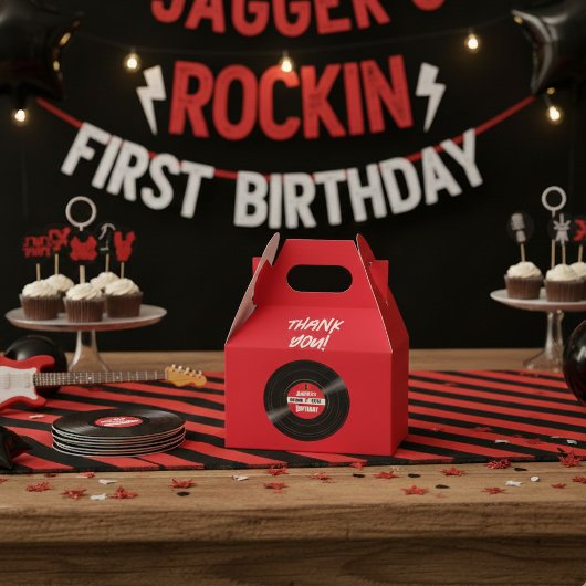 Vinyl Record Rock and Roll Birthday Red Gable Geschenkschachtel