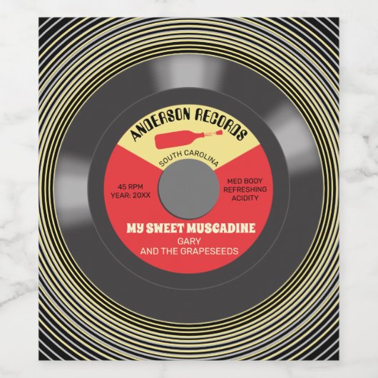 Vinyl record Single personalisiert hausgemacht Weinetikett (Einzelnes Label)