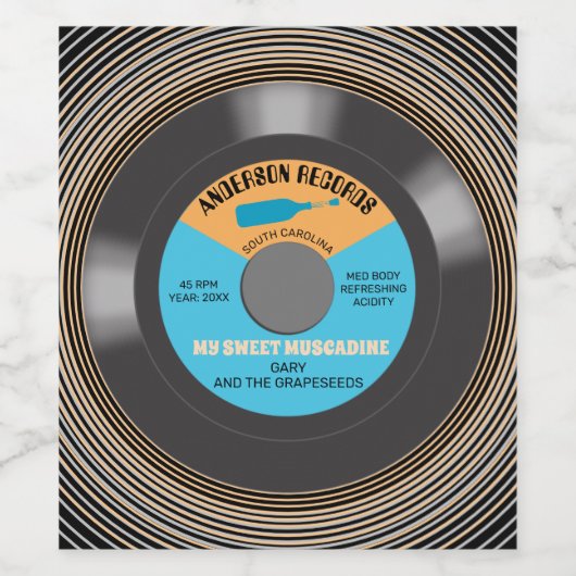 Vinyl record Single personalisiert hausgemacht Weinetikett (Einzelnes Label)