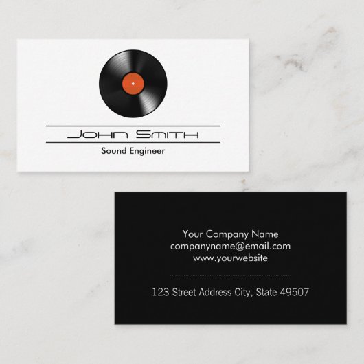 Vinyl Record Sound Engineer Visitenkarte (Vorne/Hinten)