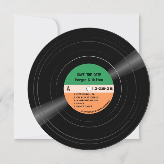 Vinyl Record Stripes Save the Date (Vorderseite)