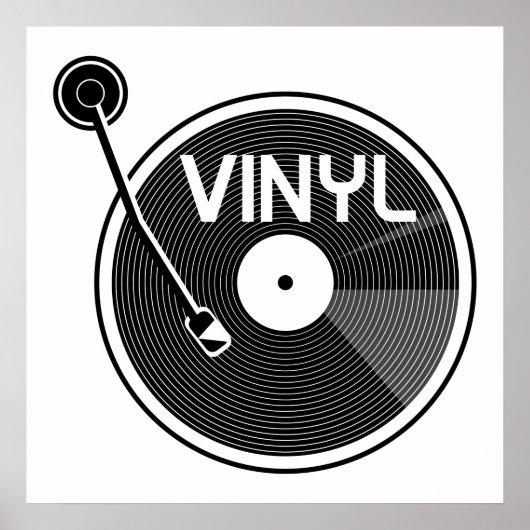 Vinyl Record Turntable Schwarz und Weiß Poster (Vorne)