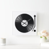 Vinyl Record Wall Clock Quadratische Wanduhr (Zuhause)