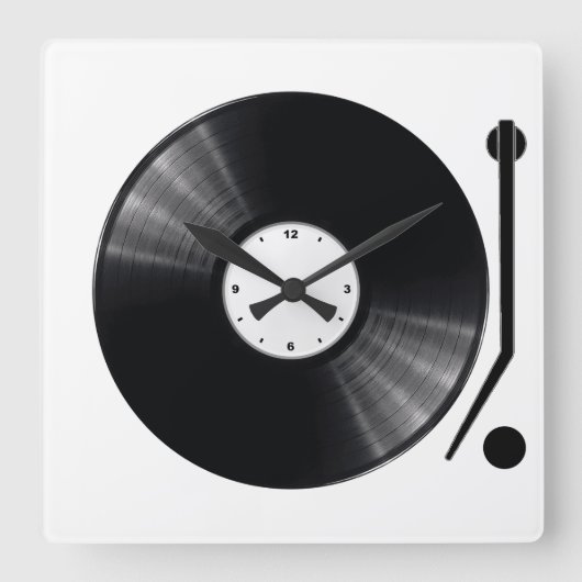 Vinyl Record Wall Clock Quadratische Wanduhr (Vorderseite)