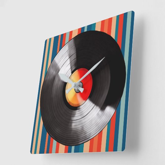 Vinyl Record Wall Clock Quadratische Wanduhr (Winkel)