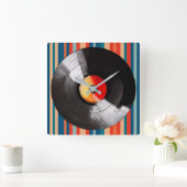 Vinyl Record Wall Clock Quadratische Wanduhr (Zuhause)
