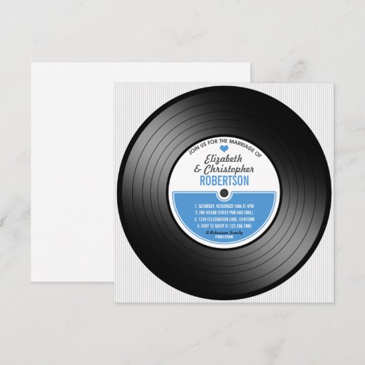 Vinyl Record Wedding Celebration Einladung (Vorne/Hinten)