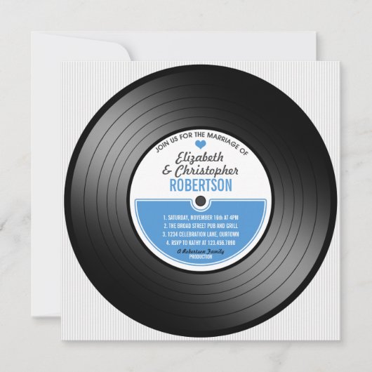 Vinyl Record Wedding Celebration Einladung (Vorderseite)