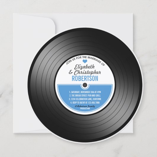 Vinyl Record Wedding Celebration Einladung (Vorderseite)