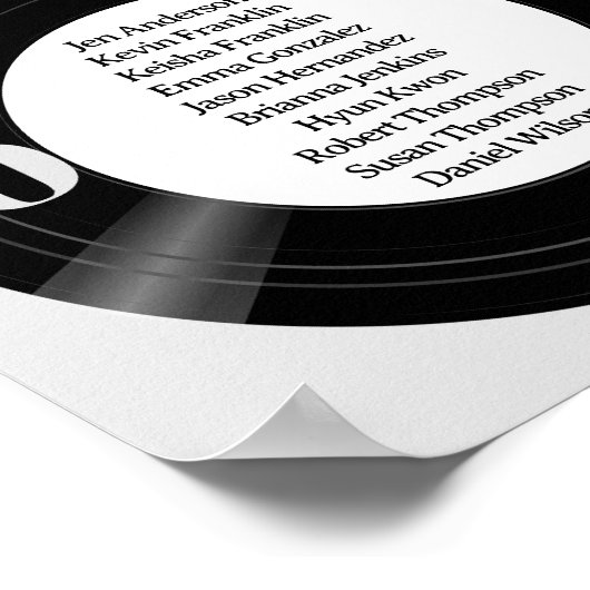 Vinyl Record Wedding Gray Seating Chart Poster (Ecke)