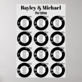 Vinyl Record Wedding Gray Seating Chart Poster (Vorne)