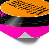 Vinyl Record Wedding Hot Pink Sitzplan Poster (Ecke)