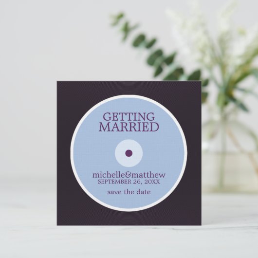 Vinyl Record Wedding Save the Date (Stehend Vorderseite)