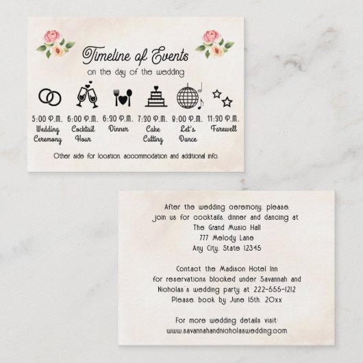 Vinyl Record Wedding Timeline Enclosure Card Begleitkarte (Vorne/Hinten)