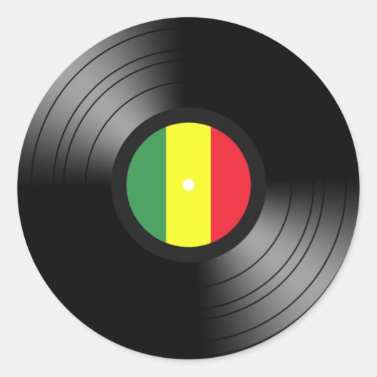 Vinyl reggae runder aufkleber (Vorderseite)