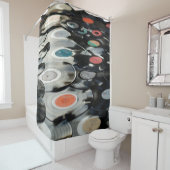 Vinyl Retro Kunststoff alt schwarz Duschvorhang (Beispiel)