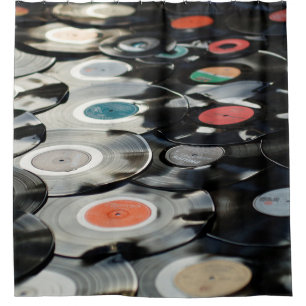 Vinyl Retro Kunststoff alt schwarz Duschvorhang