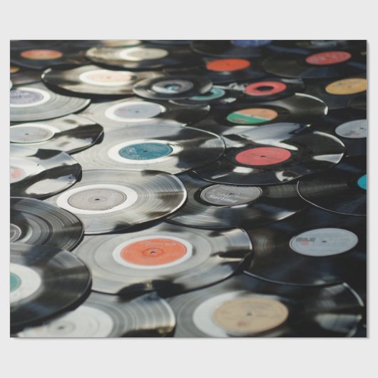 Vinyl Retro Kunststoff alt schwarz Geschenkpapier (Flach)