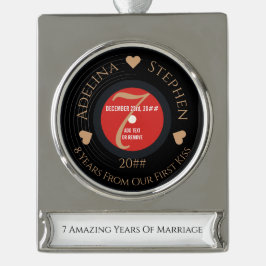 Vinyl Romantic 7th Copper Hochzeit Jahrestag Banner-Ornament Silber