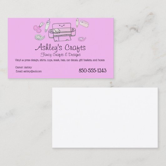 Vinyl rosa, Silhouette oder Cricut Visitenkarte (Vorne/Hinten)