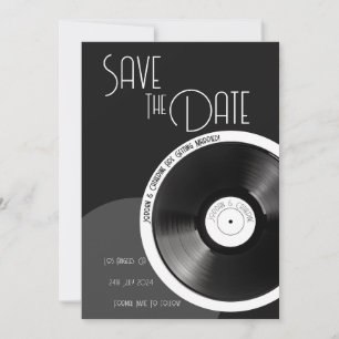 Vinyl Schallplatte Retro 70er Schwarz-Weiß Minimal Save The Date