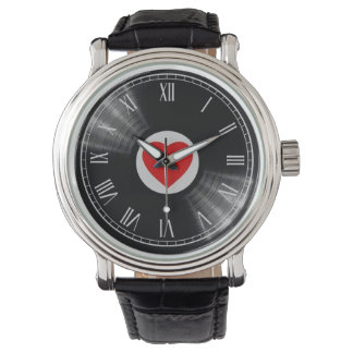Vinyl-Schallplatte und Musikelemente-Uhr Armbanduhr
