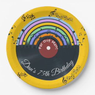 Vinyl-Schallplatten-Album Musiknoten Regenbogen Pappteller
