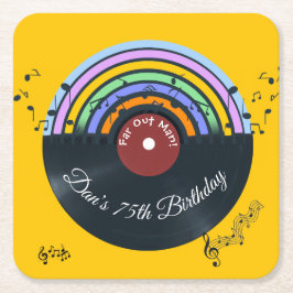 Vinyl-Schallplatten-Album Musiknoten Regenbogen  Rechteckiger Pappuntersetzer