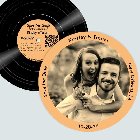 Vinyl-Schallplatten-Foto Save-the-Date Sepia Save The Date