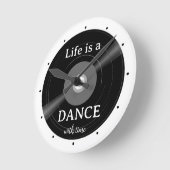 Vinyl-Schallplattenmusik in Schwarz und Weiß Runde Wanduhr (Winkel)