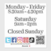 Vinyl Sticker ausschneiden - Öffnungszeiten Social (Blatt)