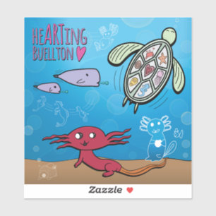 Vinyl Sticker - Axolotls im Meer- Buellton.Art