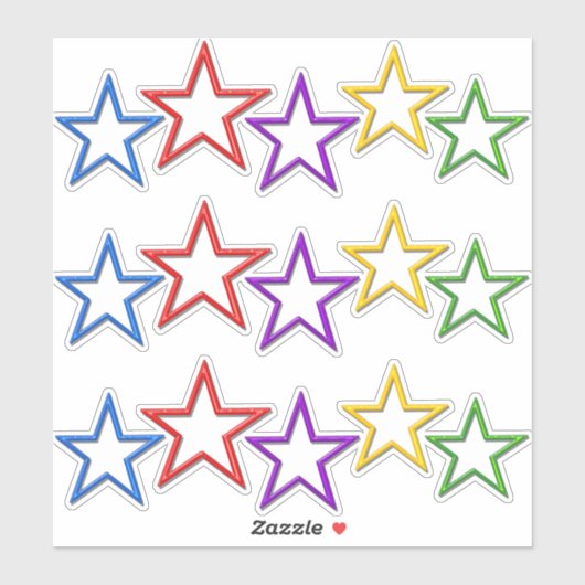 Vinyl Sticker - Farbige Sterne (Blatt)