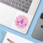 Vinyl-Sticker, Gamer-Girl, rosa Aufkleber (Laptop mit iPhone)