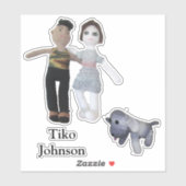 Vinyl Sticker - Paar und Hund (Blatt)