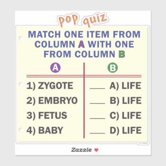 Vinyl sticker with a quiz. (Blatt)