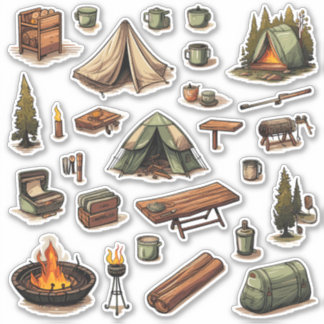 Vinyl Stickers aus Camping nach Maß geschnitten Aufkleber