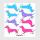 Vinyl Stickers ausschneiden - Mehrfarbige Dackeln Aufkleber (Blatt)