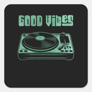 Vinyl Turntable DJ Record Quadratischer Aufkleber